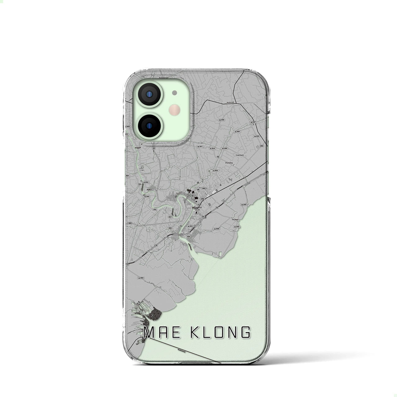 【メークロン(タイ)】地図柄iPhoneケース(クリアタイプ)モノトーン・iPhone 12 mini 用
