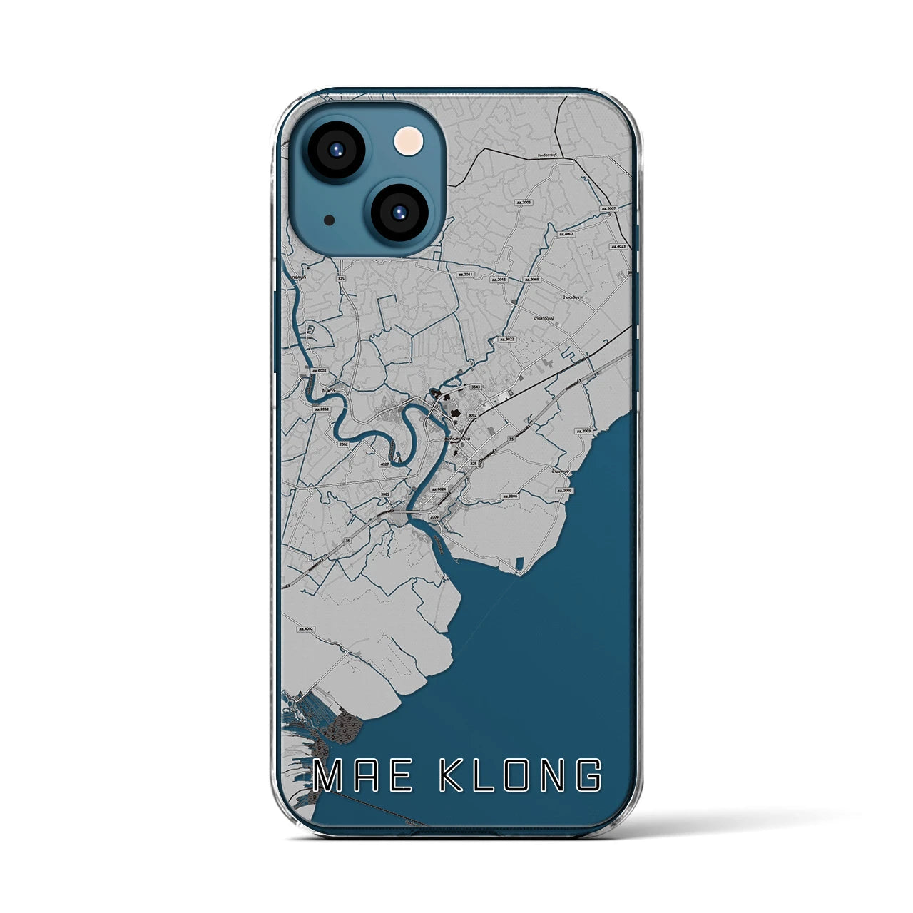 【メークロン(タイ)】地図柄iPhoneケース(クリアタイプ)モノトーン・iPhone 13 用