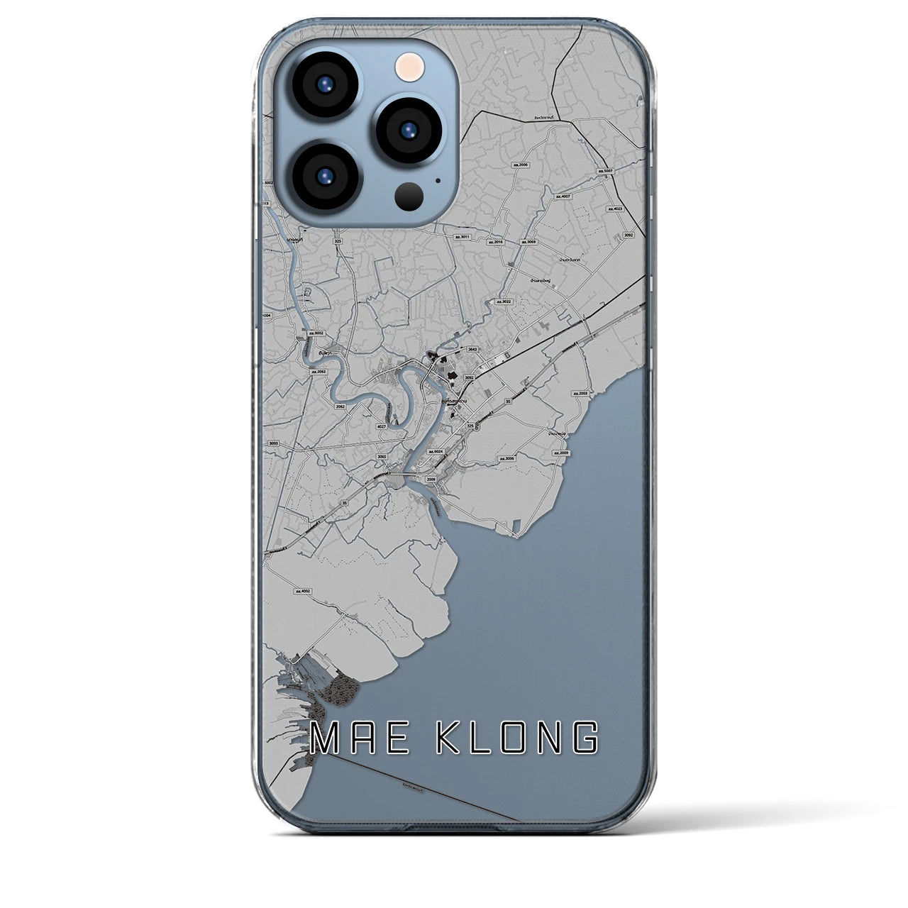 【メークロン(タイ)】地図柄iPhoneケース(クリアタイプ)モノトーン・iPhone 13 Pro Max 用