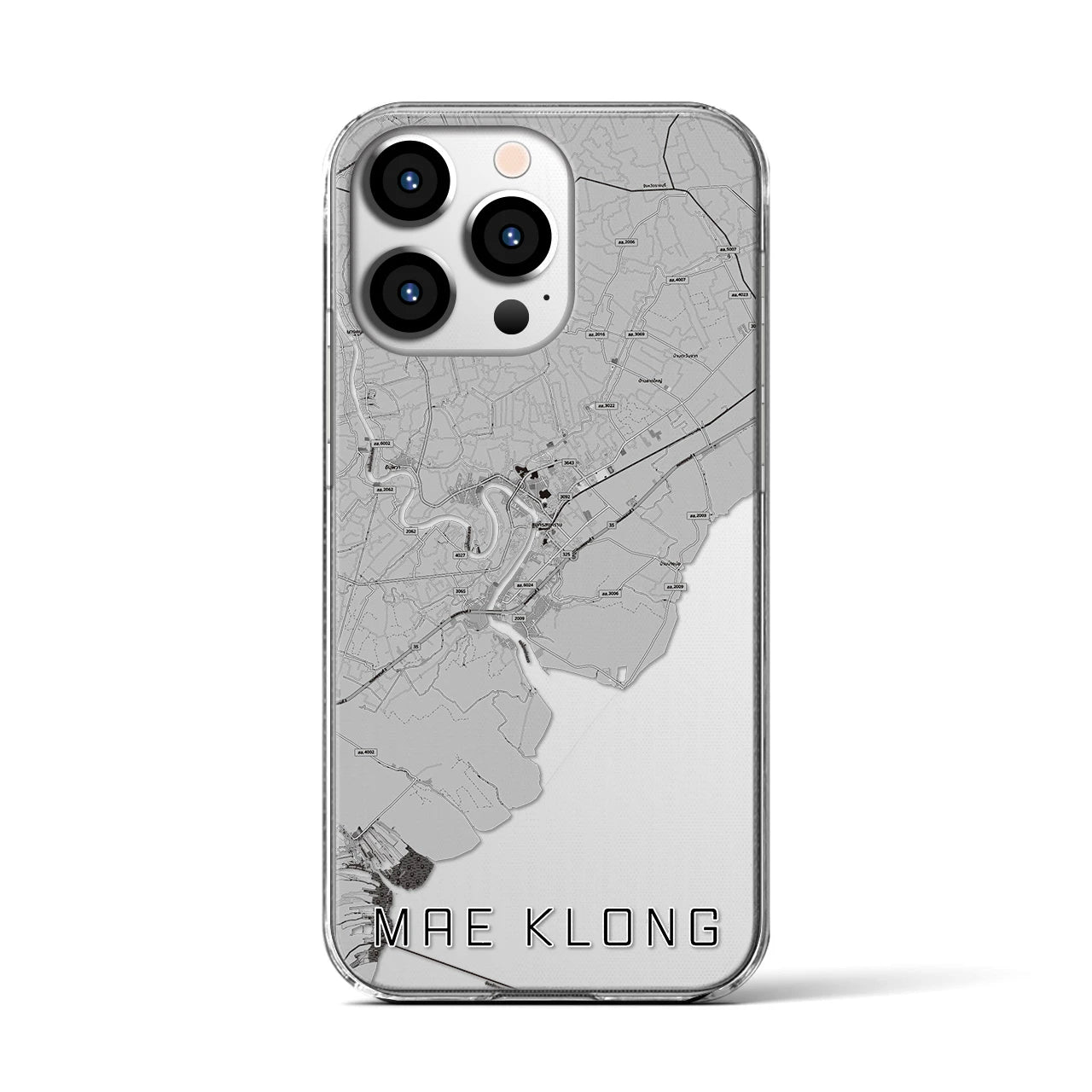 【メークロン(タイ)】地図柄iPhoneケース(クリアタイプ)モノトーン・iPhone 13 Pro 用