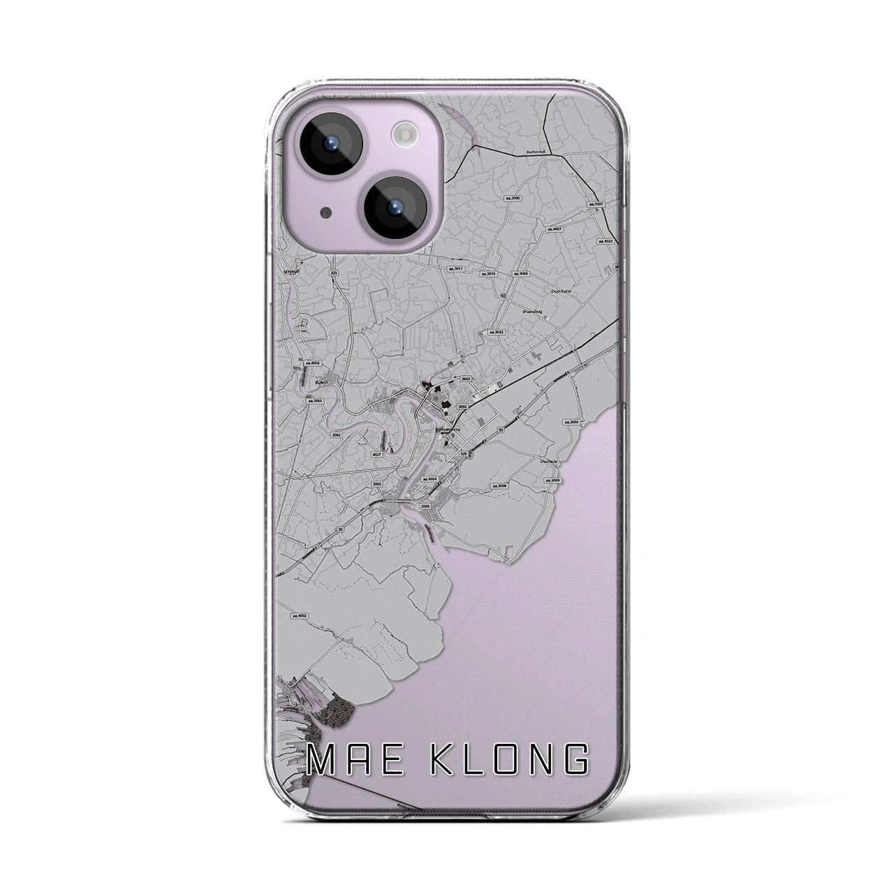 【メークロン(タイ)】地図柄iPhoneケース(クリアタイプ)モノトーン・iPhone 14 用
