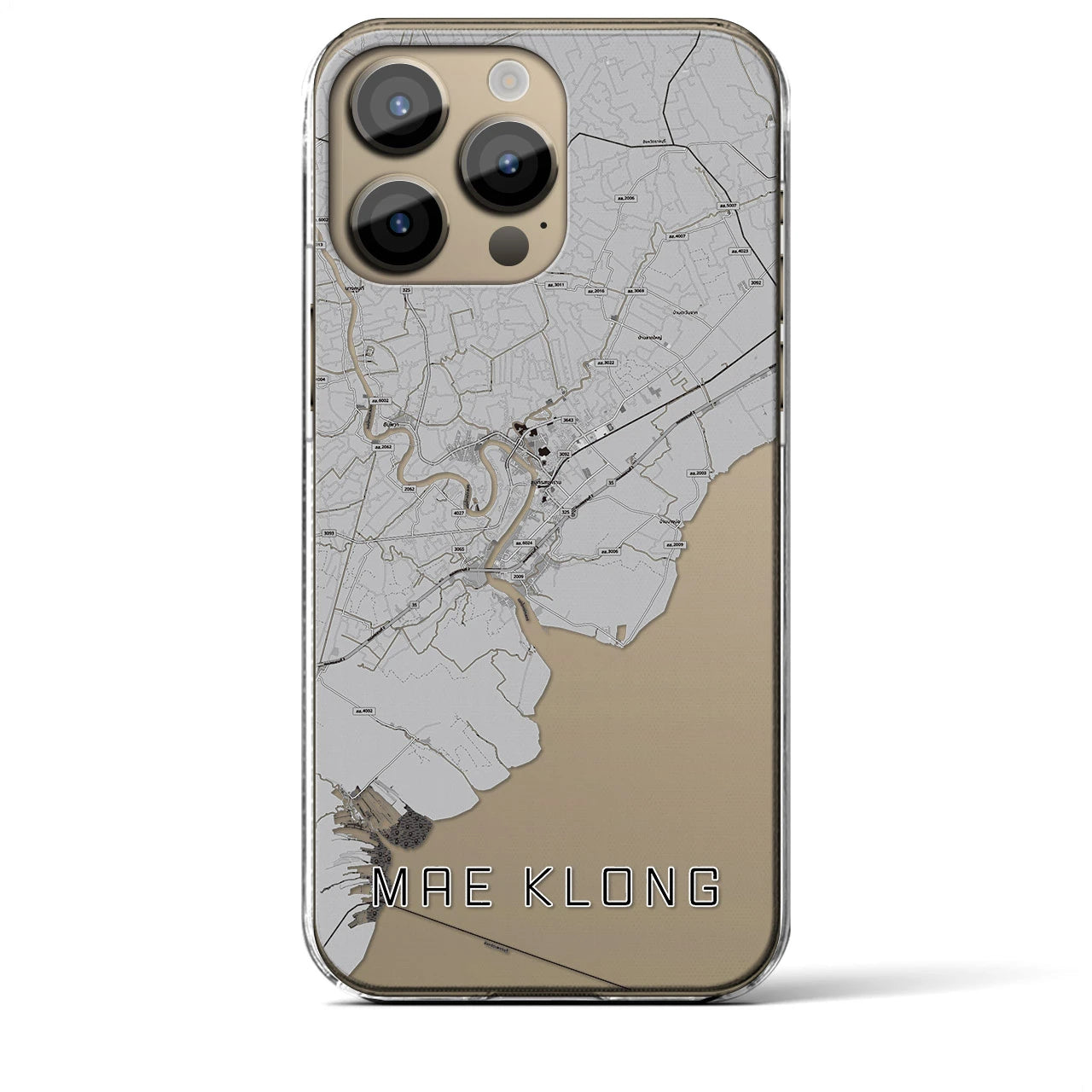【メークロン(タイ)】地図柄iPhoneケース(クリアタイプ)モノトーン・iPhone 14 Pro Max 用