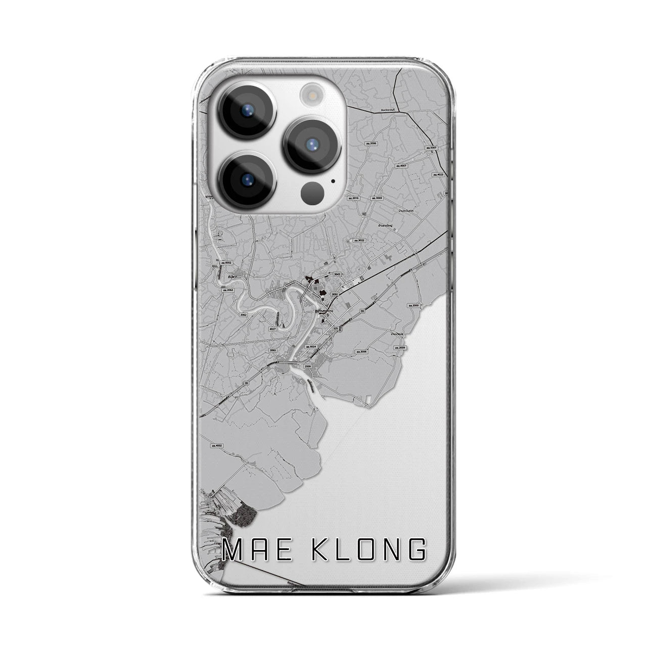 【メークロン(タイ)】地図柄iPhoneケース(クリアタイプ)モノトーン・iPhone 14 Pro 用