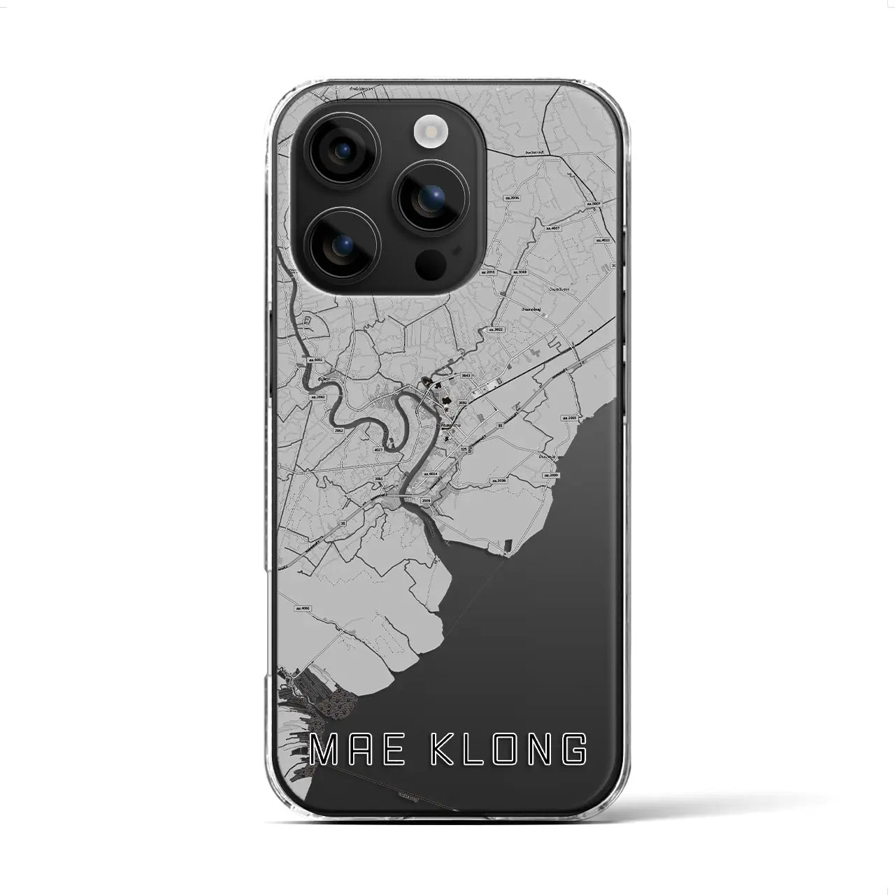 【メークロン(タイ)】地図柄iPhoneケース(クリアタイプ)モノトーン・iPhone 16 用