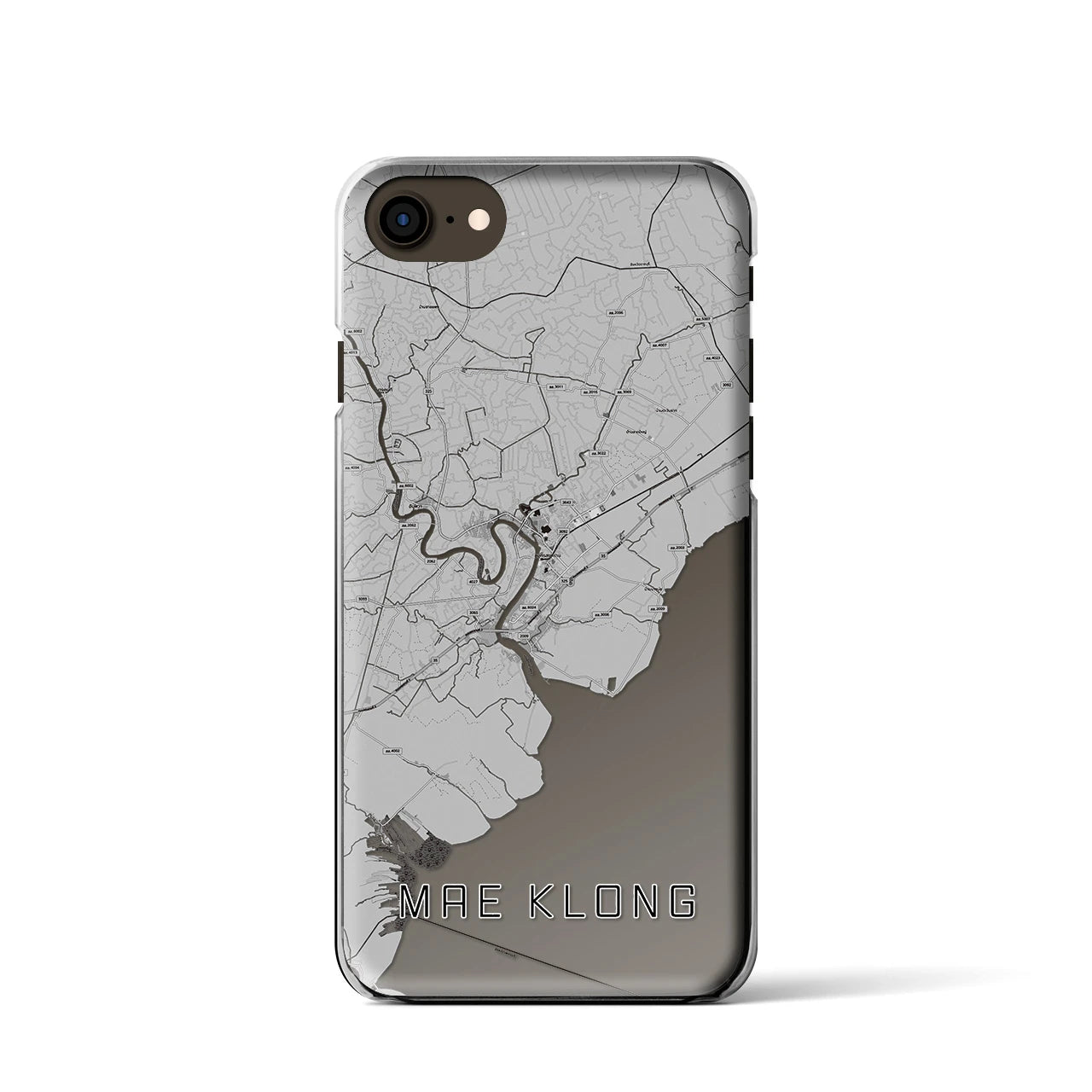 【メークロン(タイ)】地図柄iPhoneケース(クリアタイプ)モノトーン・iPhone SE(第3 / 第2世代) / 8 / 7 / 6s / 6 用