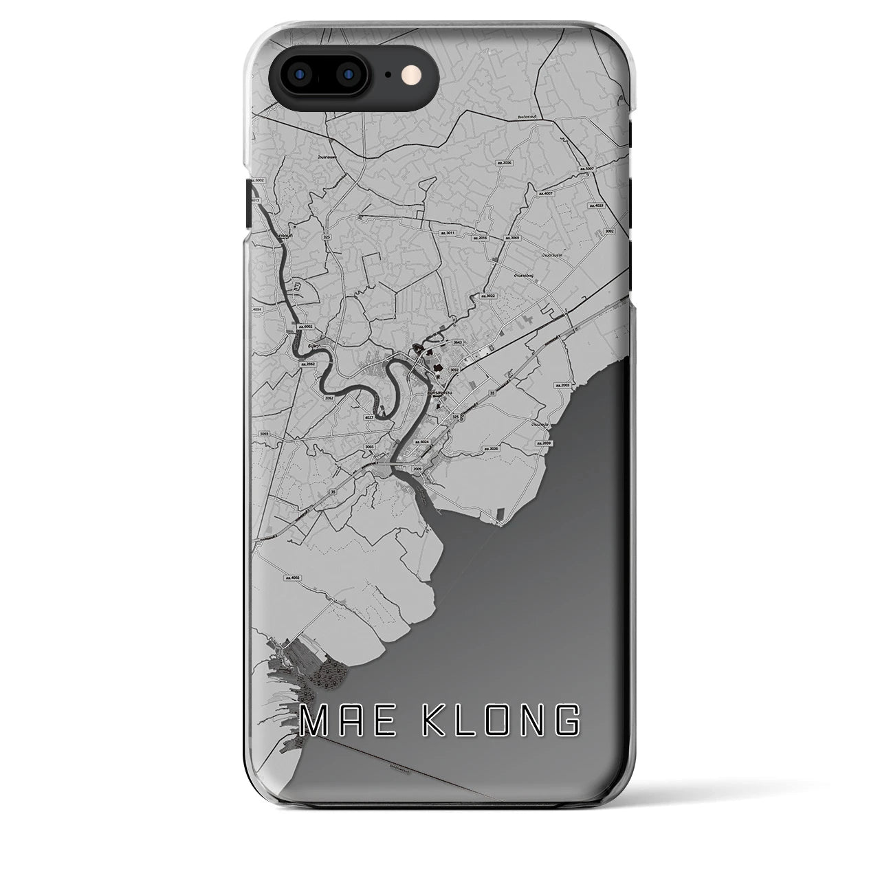 【メークロン(タイ)】地図柄iPhoneケース(クリアタイプ)モノトーン・iPhone 8Plus /7Plus / 6sPlus / 6Plus 用