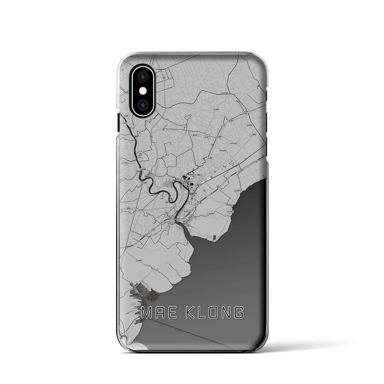 【メークロン(タイ)】地図柄iPhoneケース(クリアタイプ)モノトーン・iPhone XS / X 用