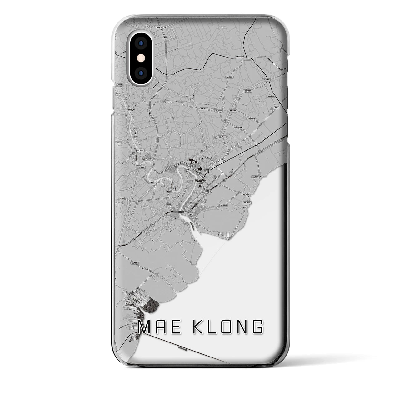 【メークロン(タイ)】地図柄iPhoneケース(クリアタイプ)モノトーン・iPhone XS Max 用