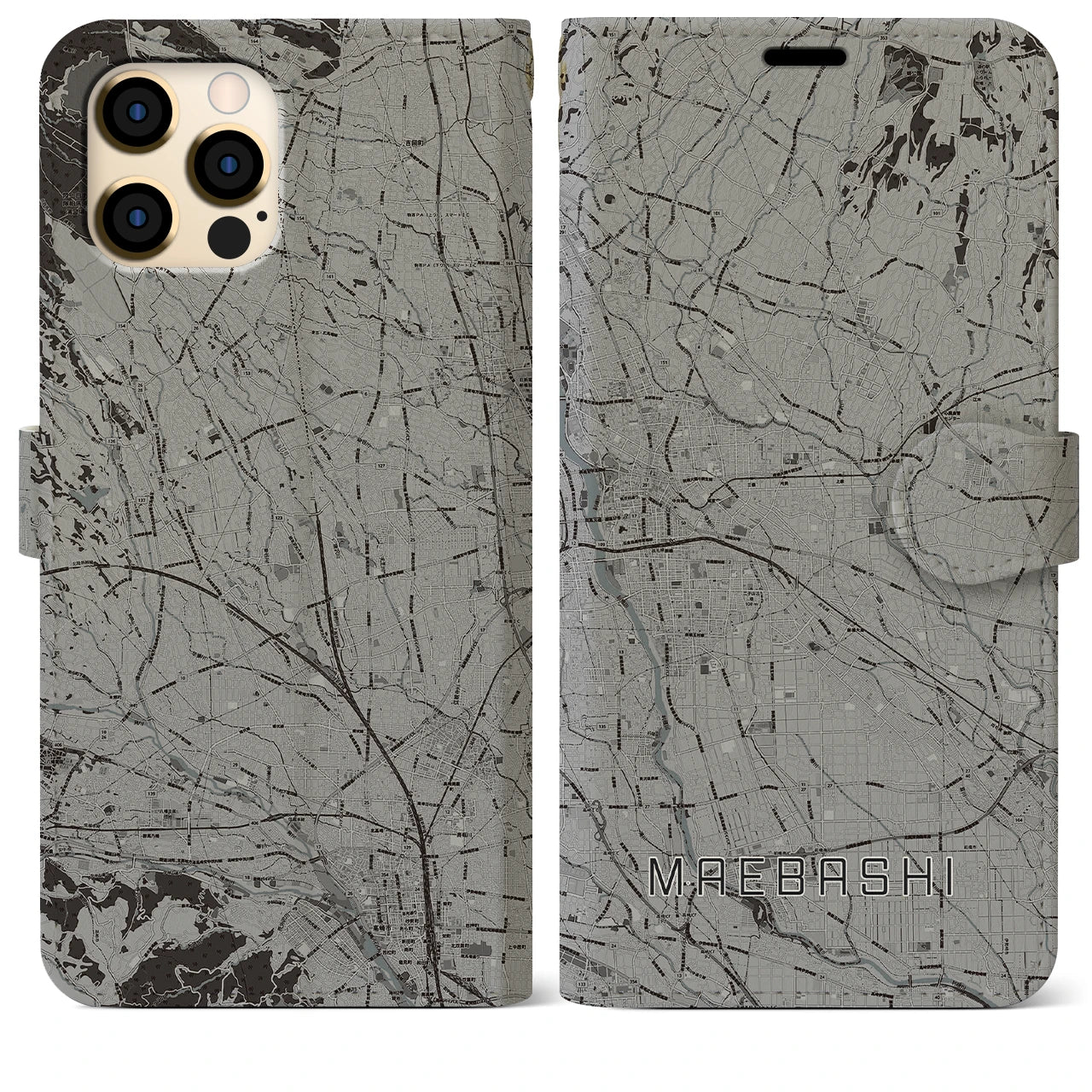 【前橋(群馬県)】地図柄iPhoneケース(手帳タイプ)