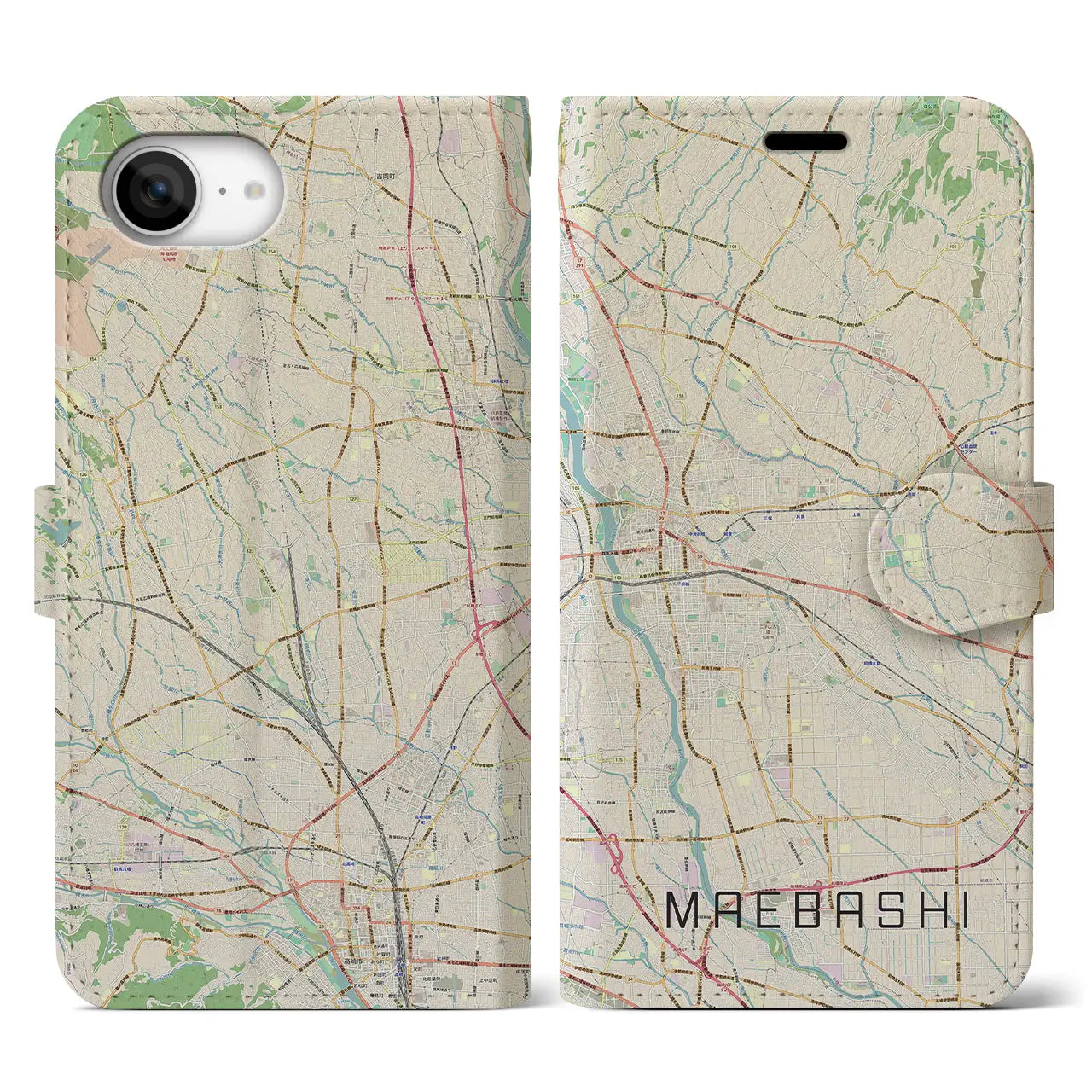 【前橋(群馬県)】地図柄iPhoneケース(手帳タイプ)