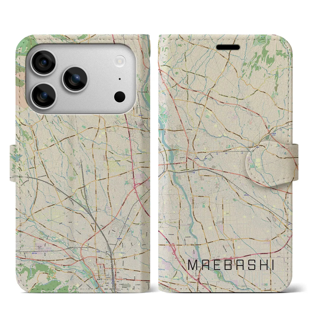 【前橋(群馬県)】地図柄iPhoneケース(手帳タイプ)