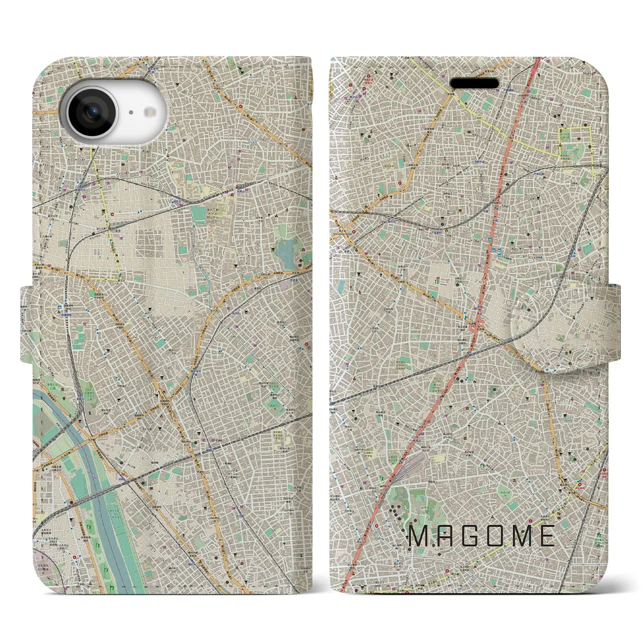 【馬込(東京都)】地図柄iPhoneケース(手帳タイプ)