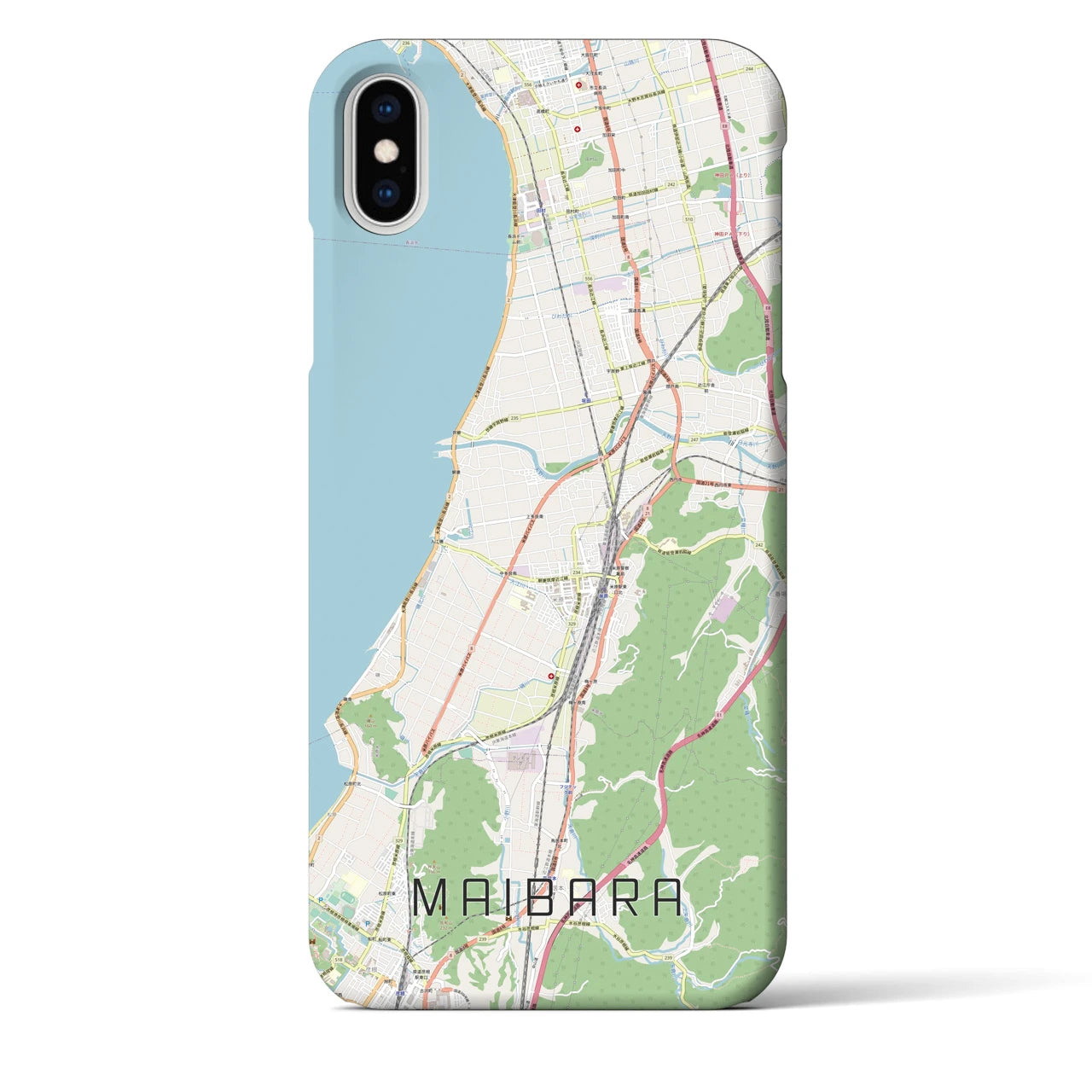【米原(滋賀県)】地図柄iPhoneケース(バックカバータイプ)