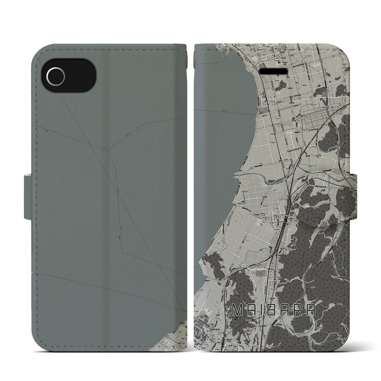 【米原(滋賀県)】地図柄iPhoneケース(手帳タイプ)