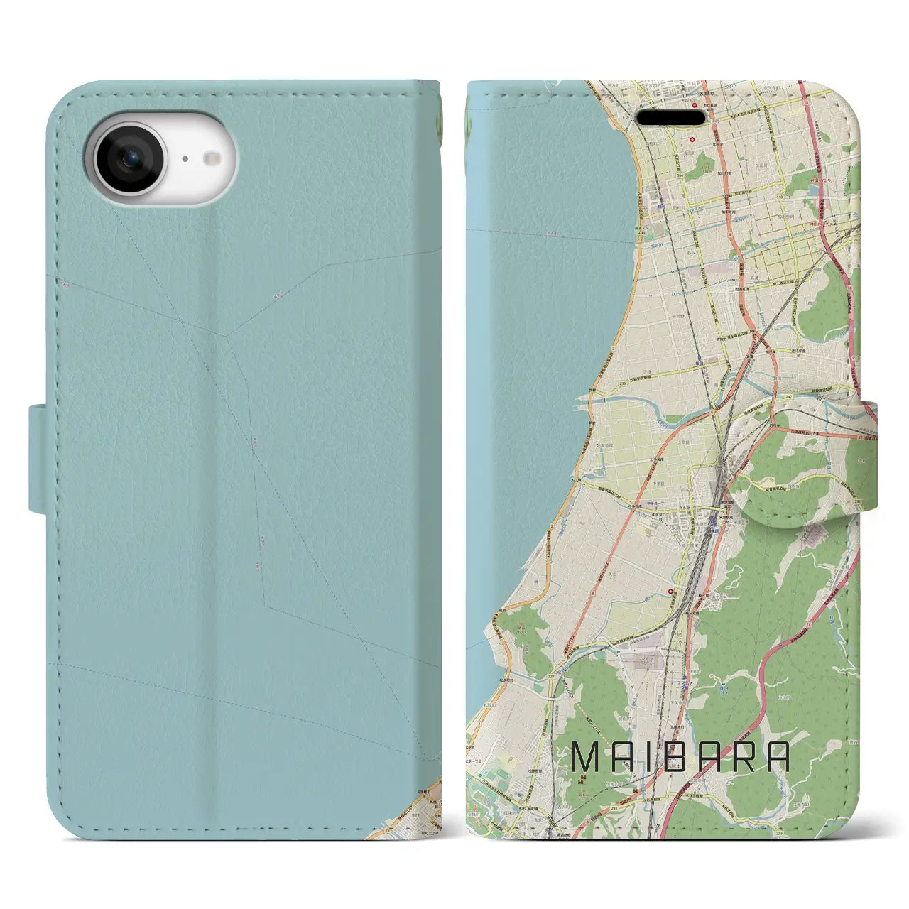 【米原(滋賀県)】地図柄iPhoneケース(手帳タイプ)