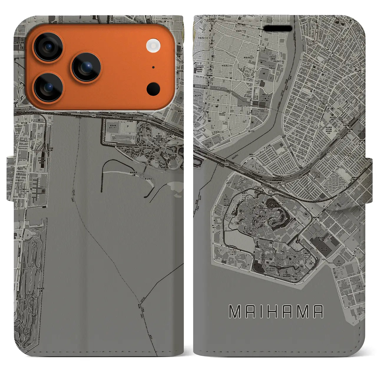 【舞浜(千葉県)】地図柄iPhoneケース(手帳タイプ)