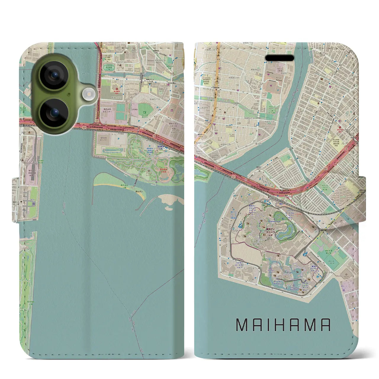 【舞浜(千葉県)】地図柄iPhoneケース(手帳タイプ)