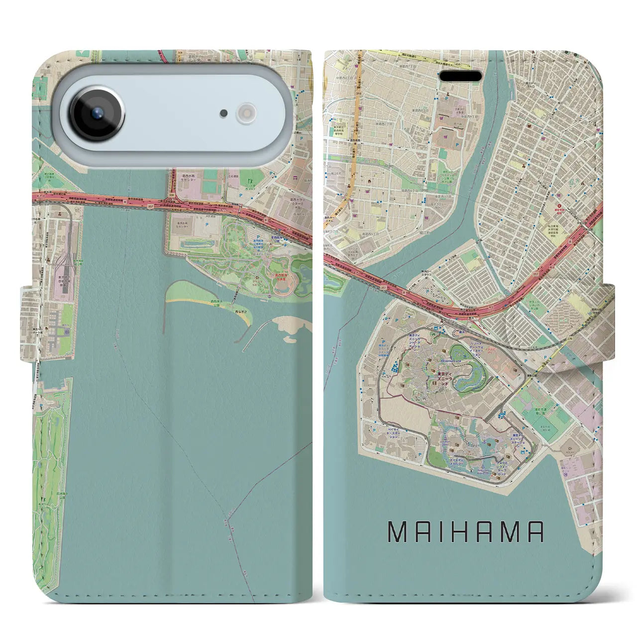 【舞浜(千葉県)】地図柄iPhoneケース(手帳タイプ)