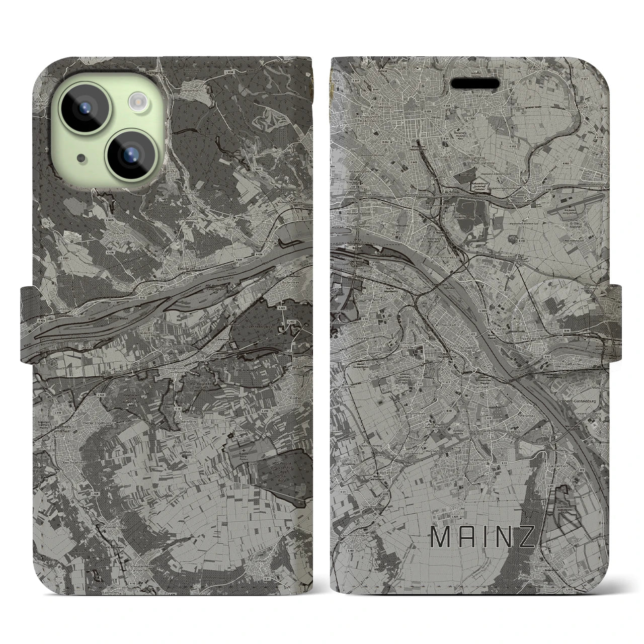 【マインツ(ドイツ)】地図柄iPhoneケース(手帳タイプ)