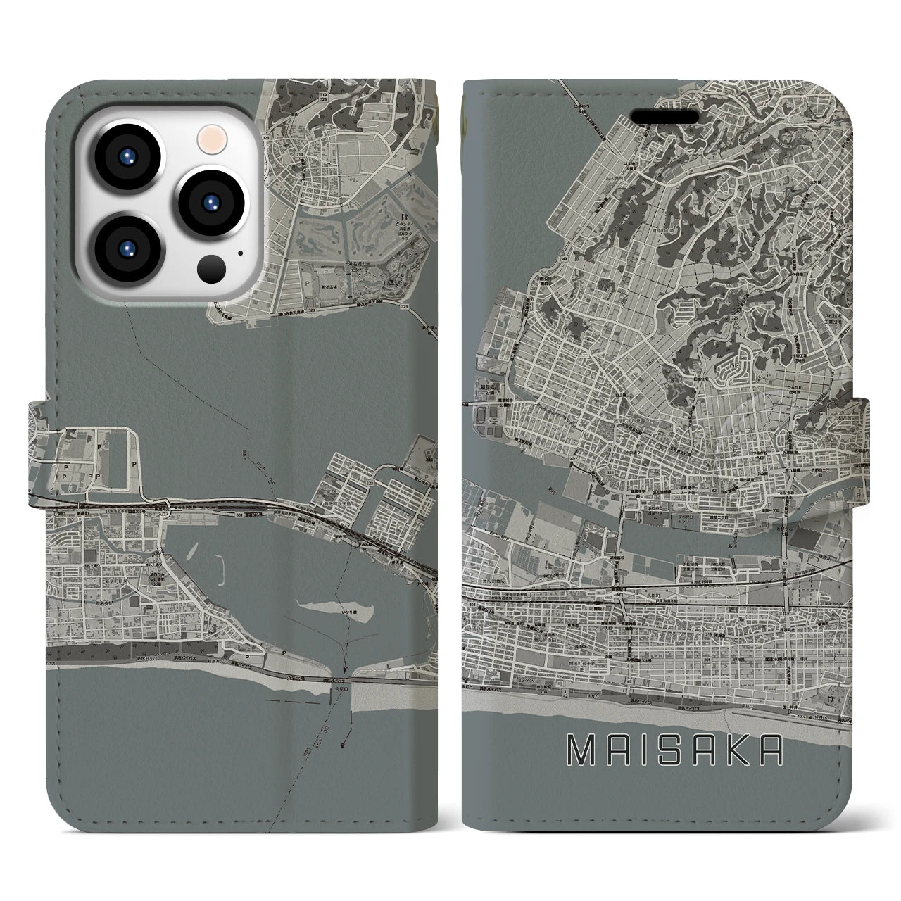 【舞阪(静岡県)】地図柄iPhoneケース(手帳タイプ)