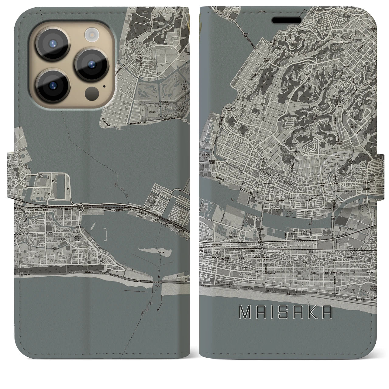 【舞阪(静岡県)】地図柄iPhoneケース(手帳タイプ)