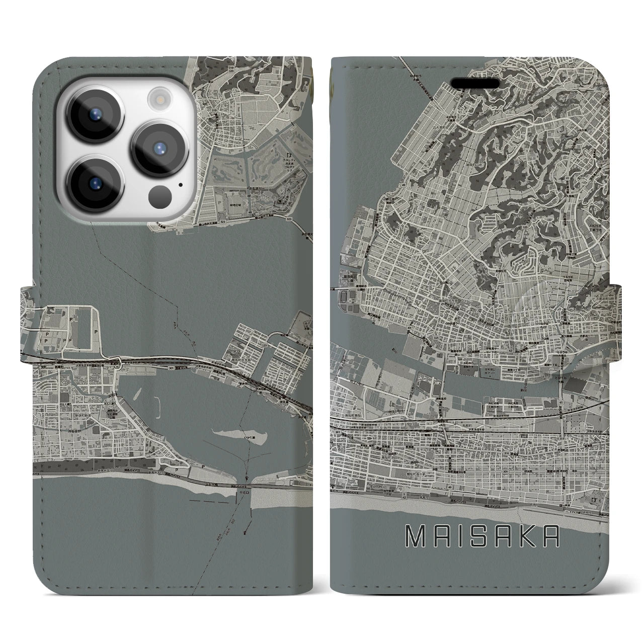 【舞阪(静岡県)】地図柄iPhoneケース(手帳タイプ)