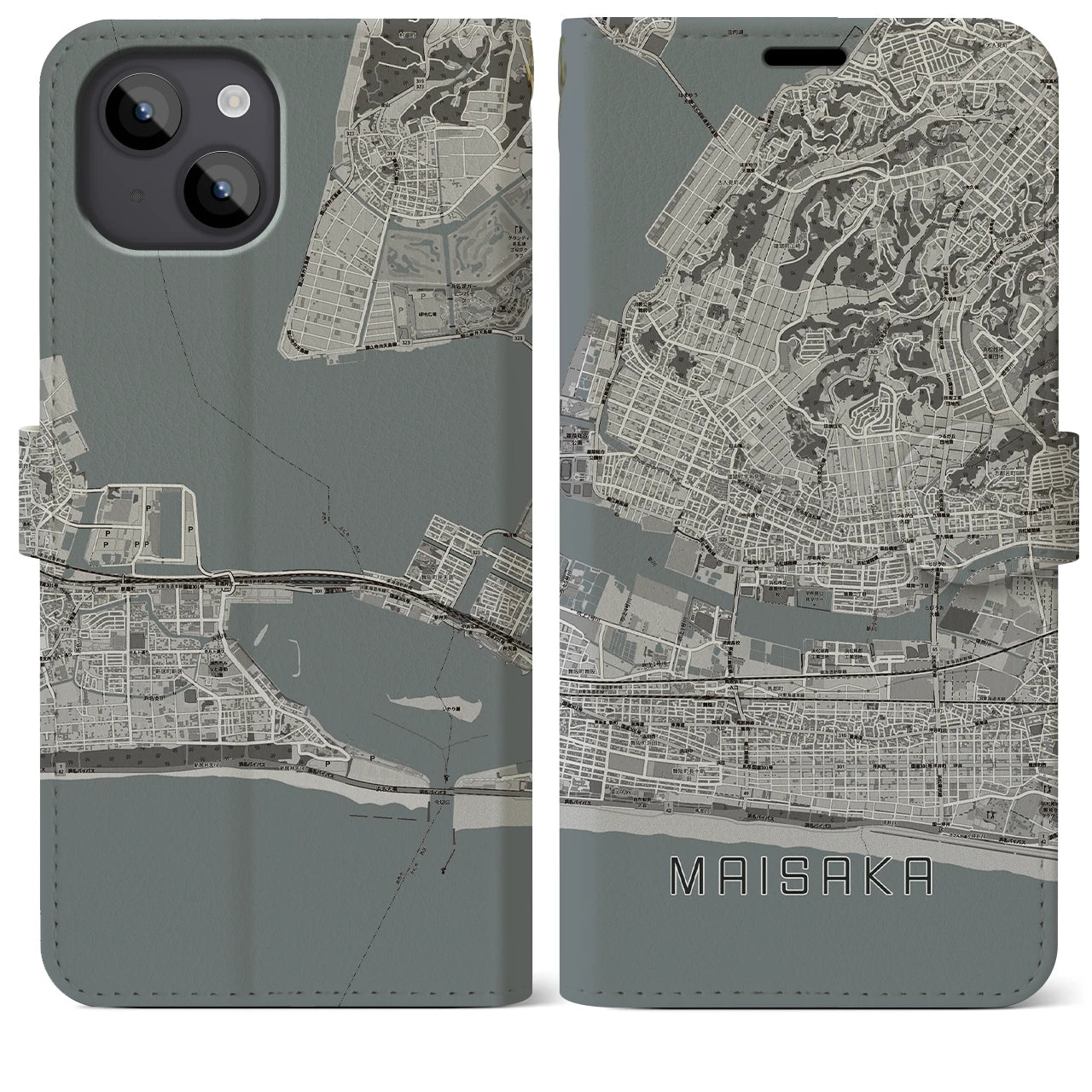 【舞阪(静岡県)】地図柄iPhoneケース(手帳タイプ)