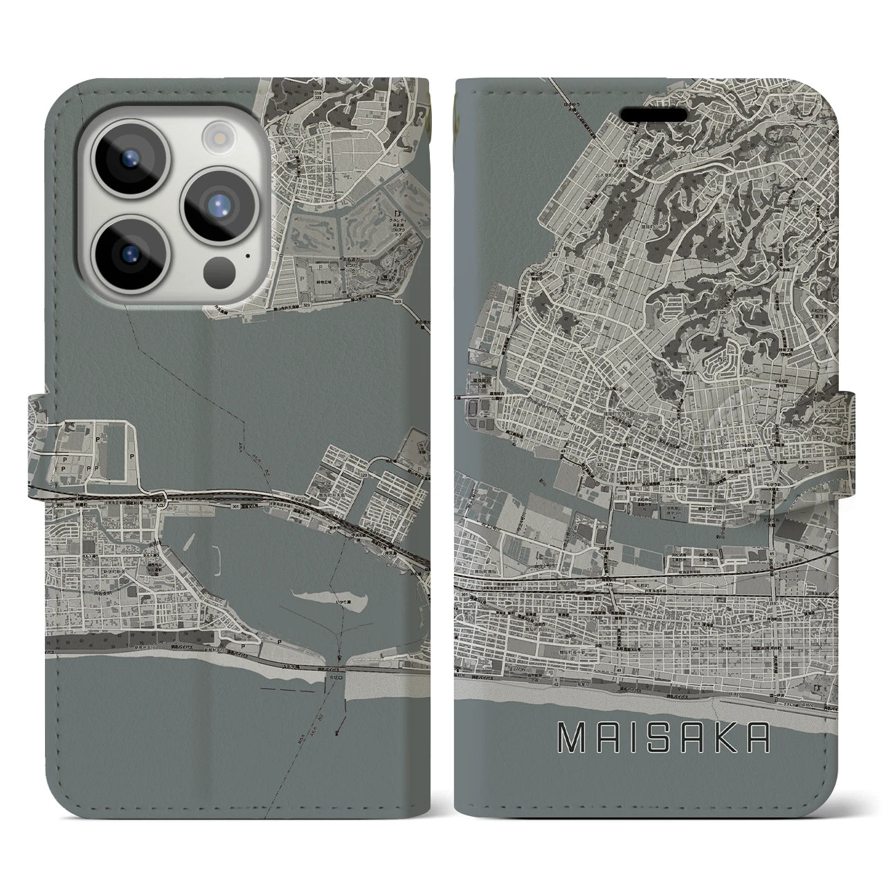 【舞阪(静岡県)】地図柄iPhoneケース(手帳タイプ)