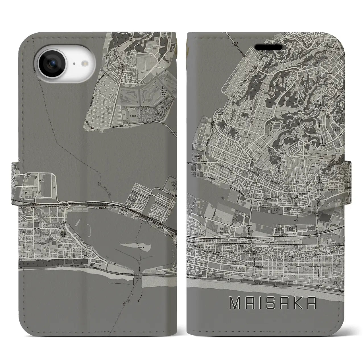 【舞阪(静岡県)】地図柄iPhoneケース(手帳タイプ)