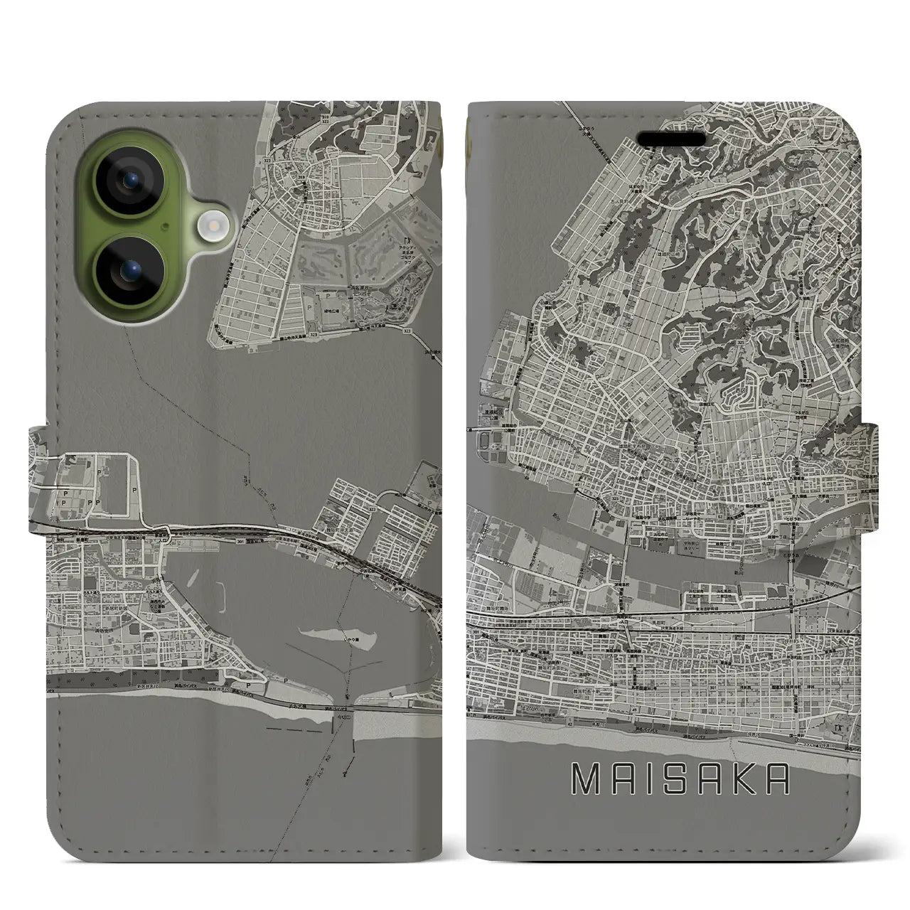 【舞阪(静岡県)】地図柄iPhoneケース(手帳タイプ)