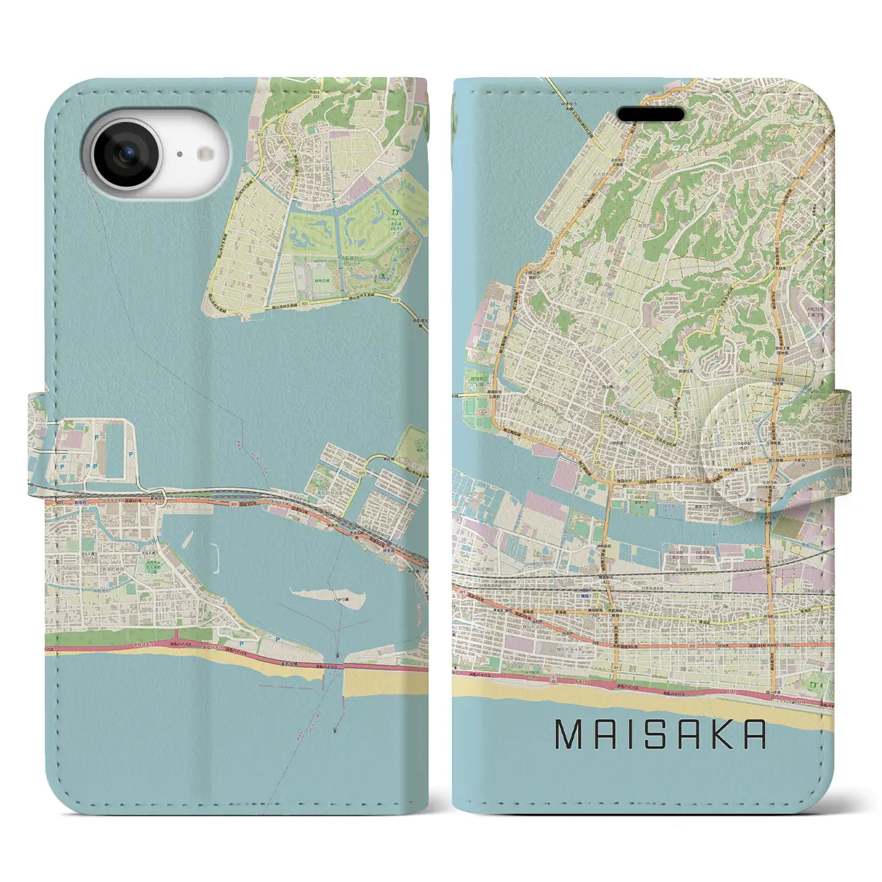 【舞阪(静岡県)】地図柄iPhoneケース(手帳タイプ)