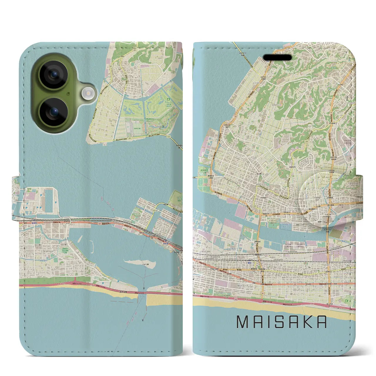 【舞阪(静岡県)】地図柄iPhoneケース(手帳タイプ)