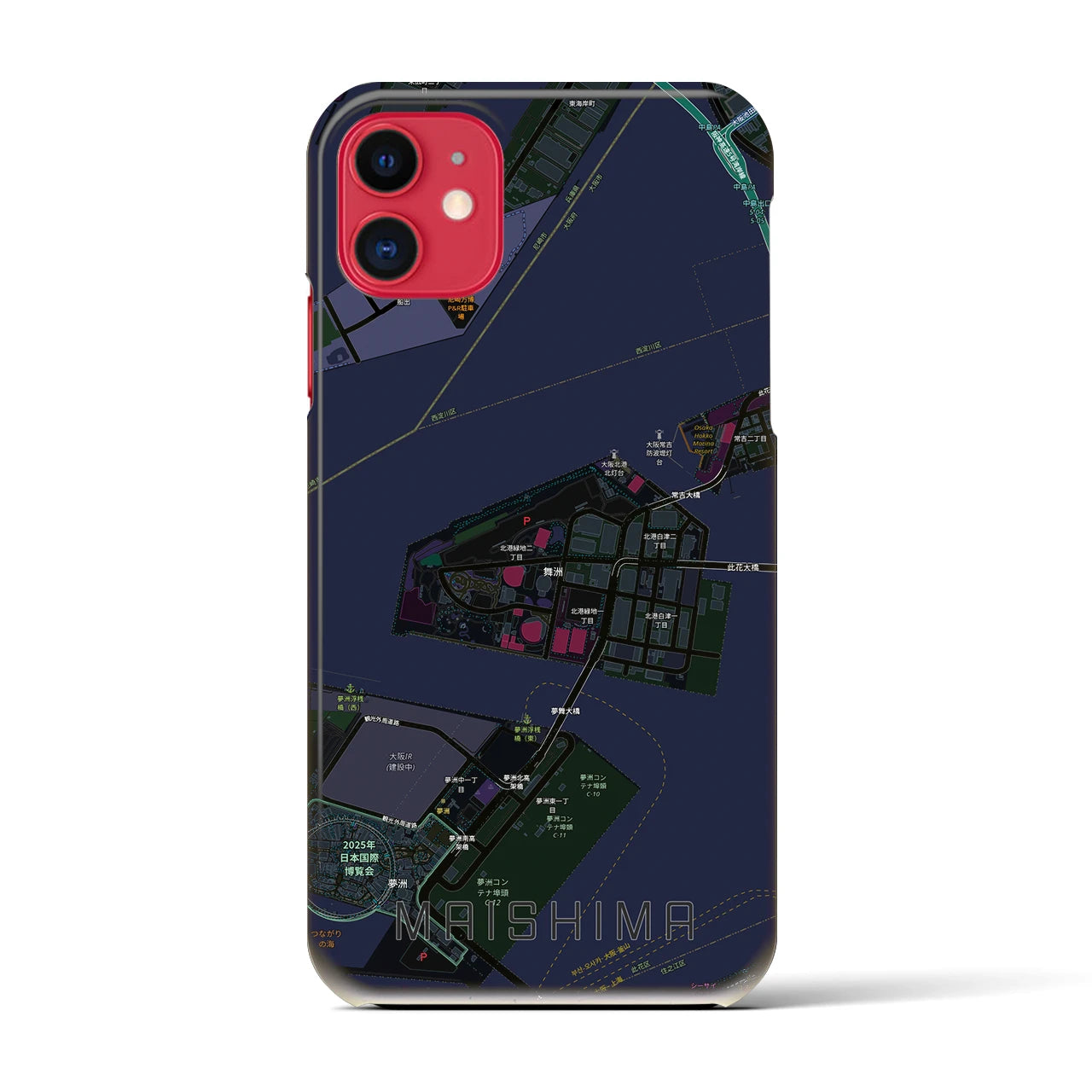 【舞洲(大阪府)】地図柄iPhoneケース(バックカバータイプ)