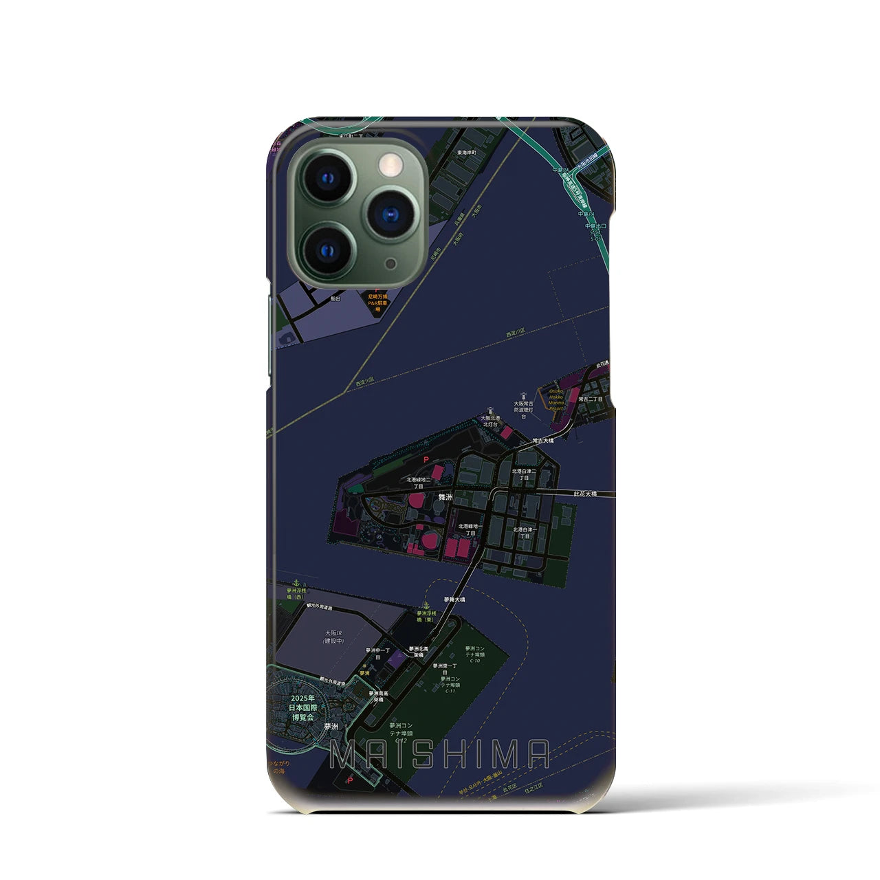 【舞洲(大阪府)】地図柄iPhoneケース(バックカバータイプ)
