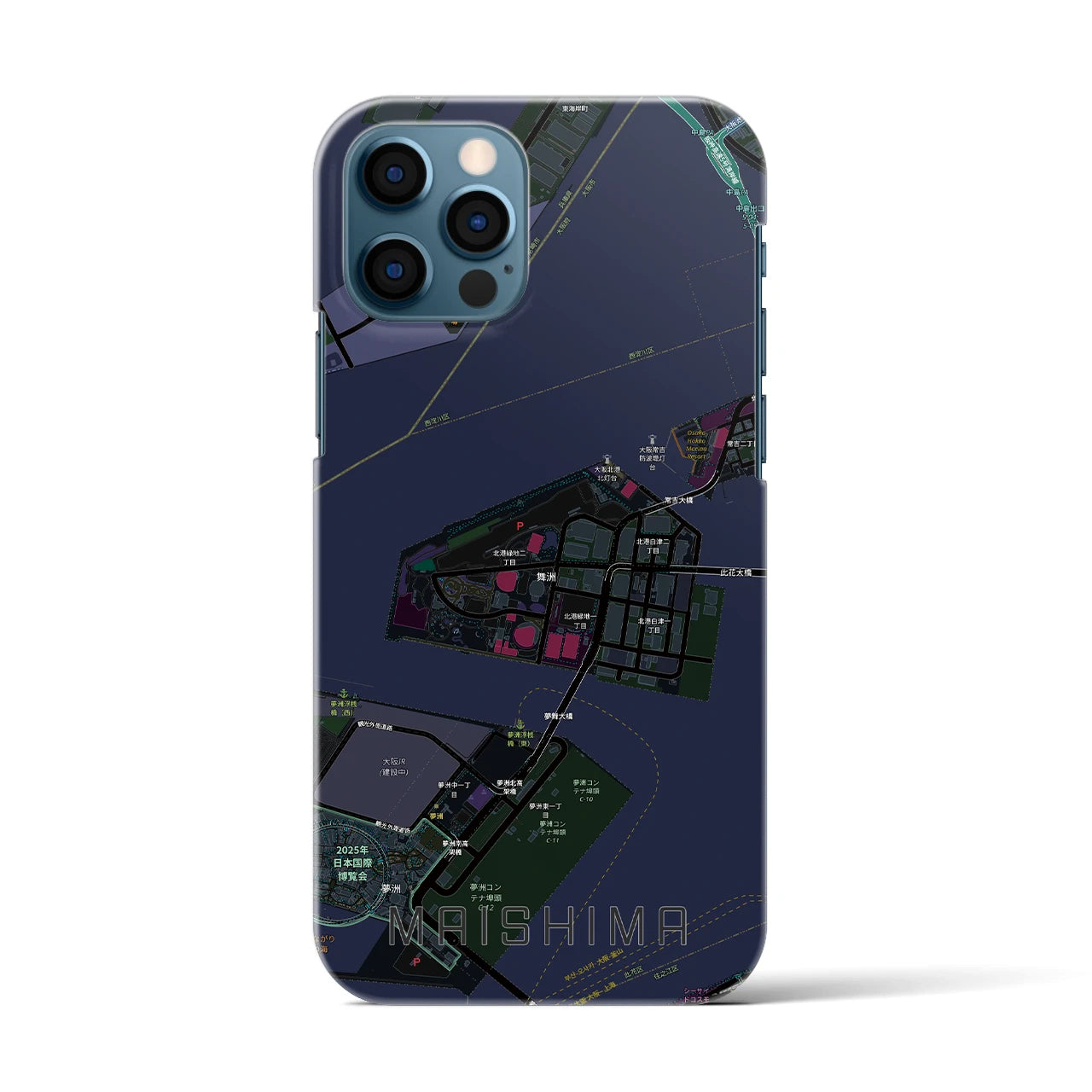 【舞洲(大阪府)】地図柄iPhoneケース(バックカバータイプ)