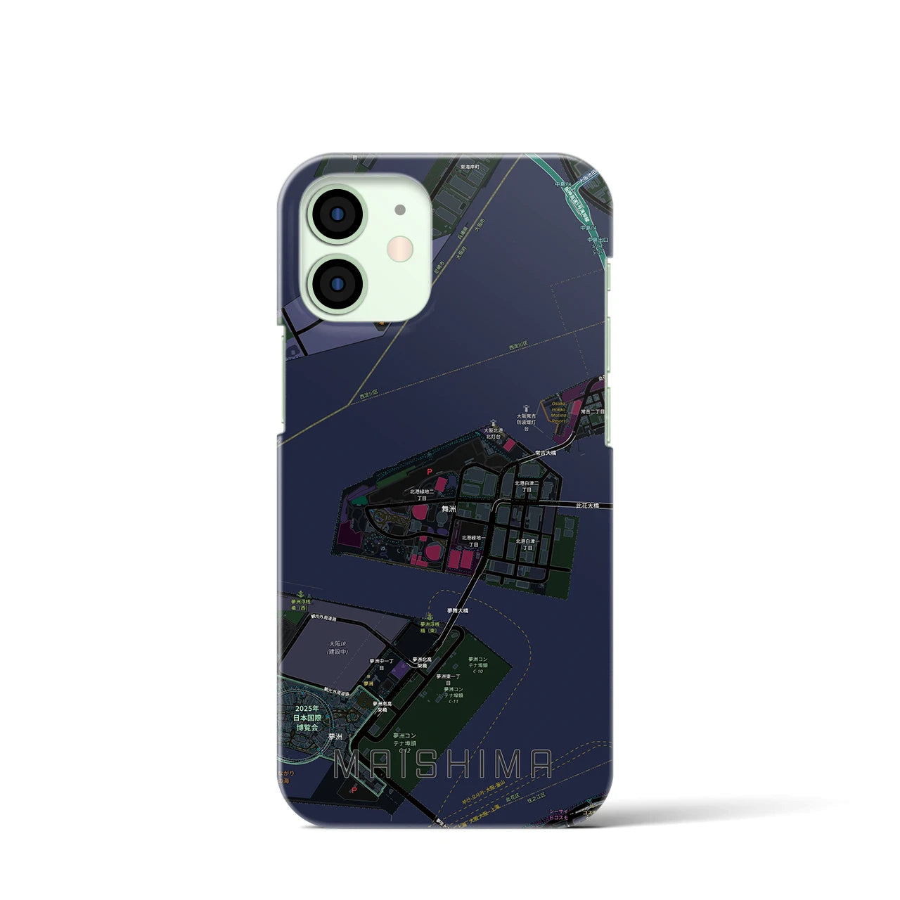 【舞洲(大阪府)】地図柄iPhoneケース(バックカバータイプ)