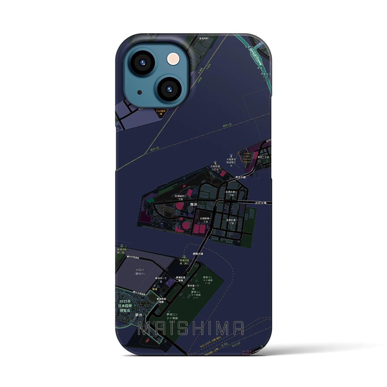 【舞洲(大阪府)】地図柄iPhoneケース(バックカバータイプ)