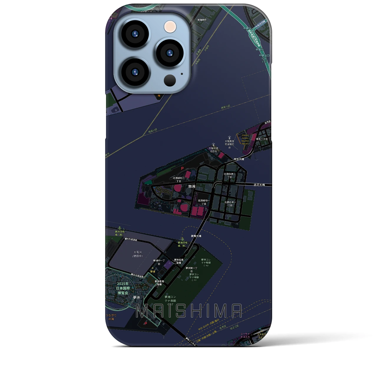 【舞洲(大阪府)】地図柄iPhoneケース(バックカバータイプ)