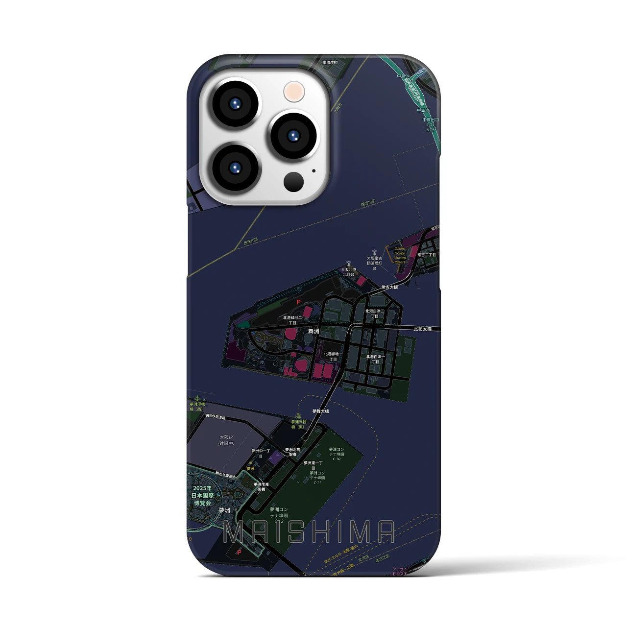 【舞洲(大阪府)】地図柄iPhoneケース(バックカバータイプ)