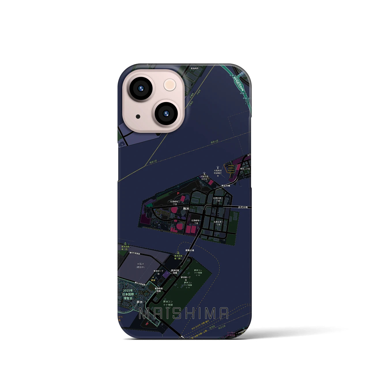 【舞洲(大阪府)】地図柄iPhoneケース(バックカバータイプ)