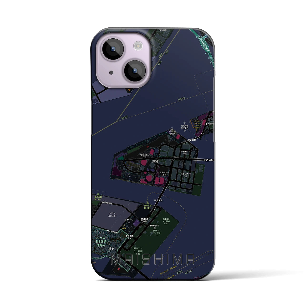 【舞洲(大阪府)】地図柄iPhoneケース(バックカバータイプ)