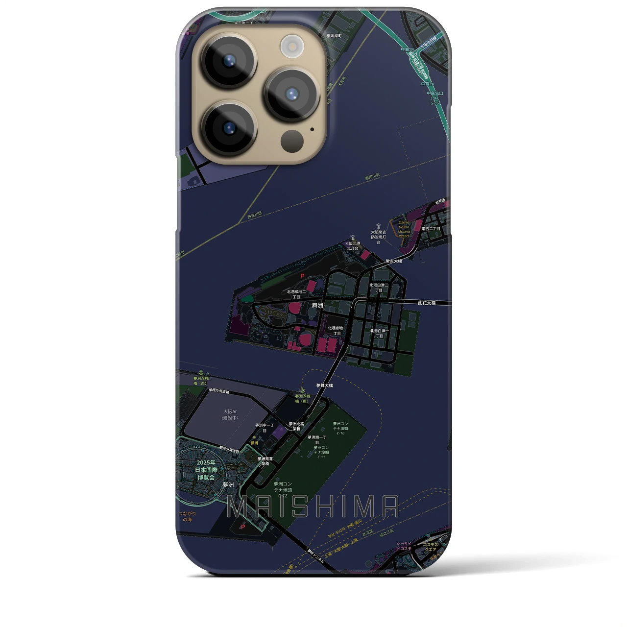 【舞洲(大阪府)】地図柄iPhoneケース(バックカバータイプ)
