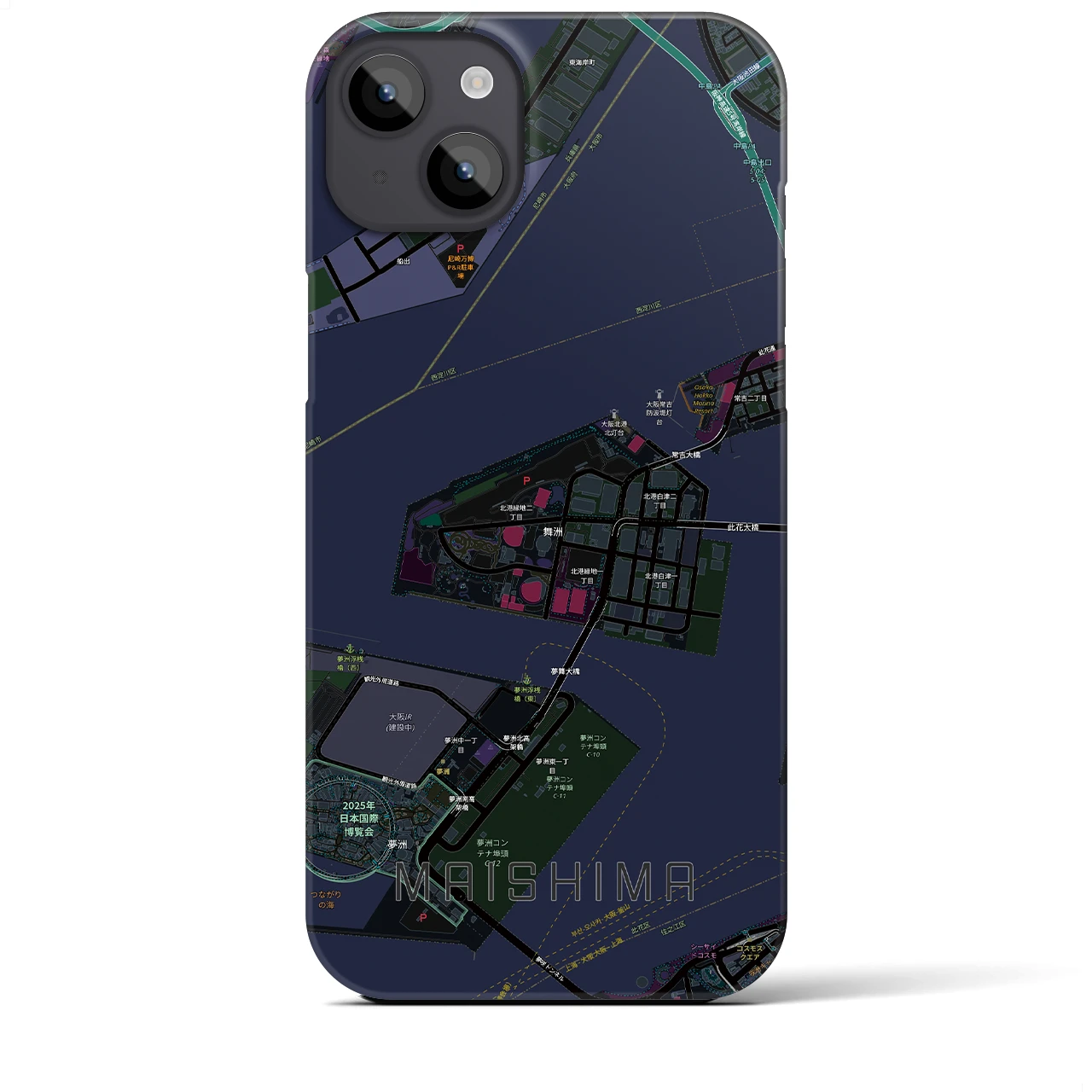 【舞洲(大阪府)】地図柄iPhoneケース(バックカバータイプ)