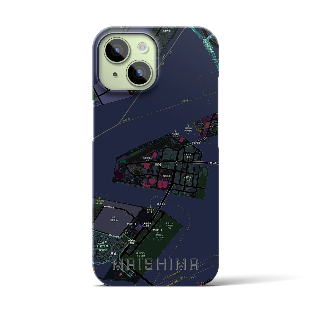 【舞洲(大阪府)】地図柄iPhoneケース(バックカバータイプ)