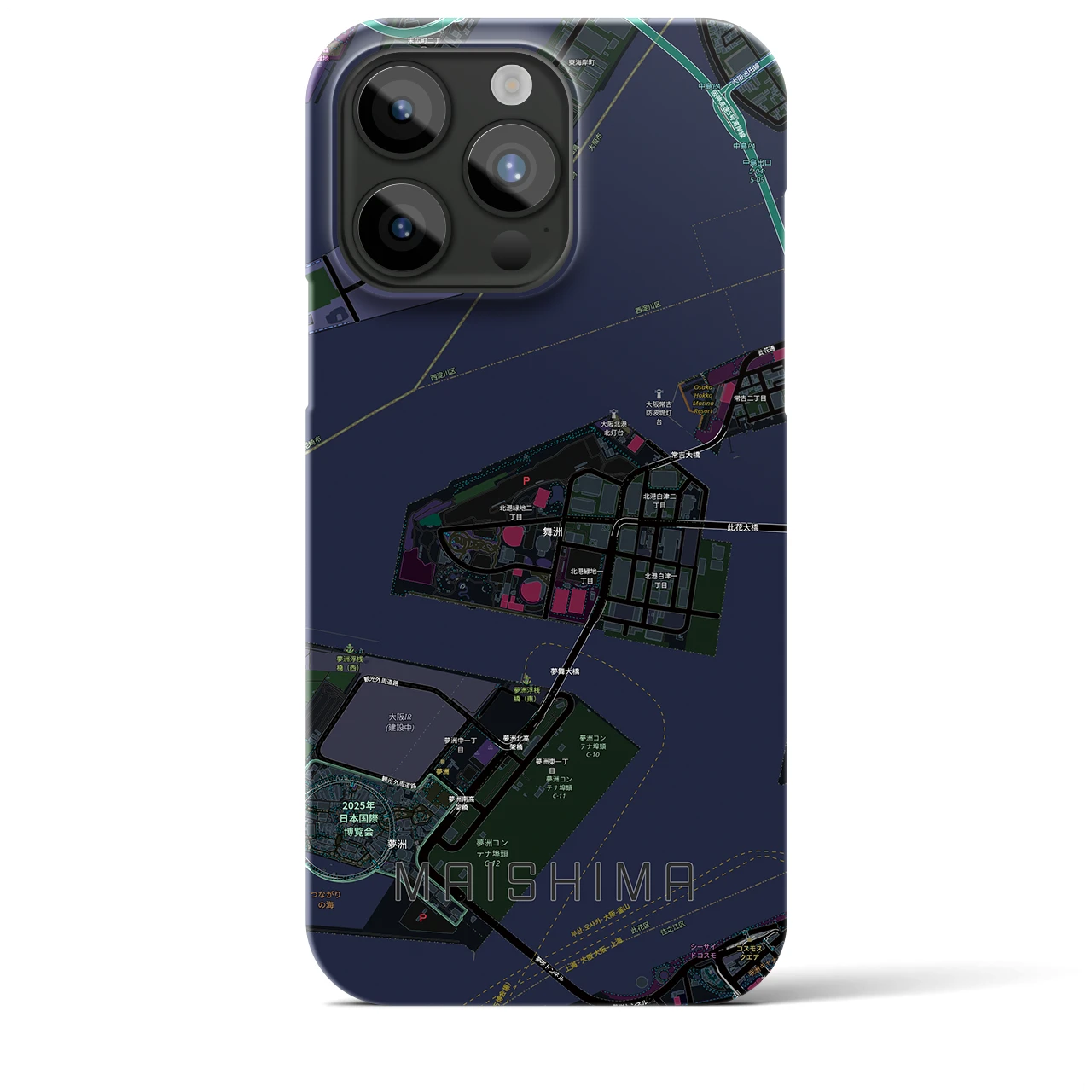 【舞洲(大阪府)】地図柄iPhoneケース(バックカバータイプ)