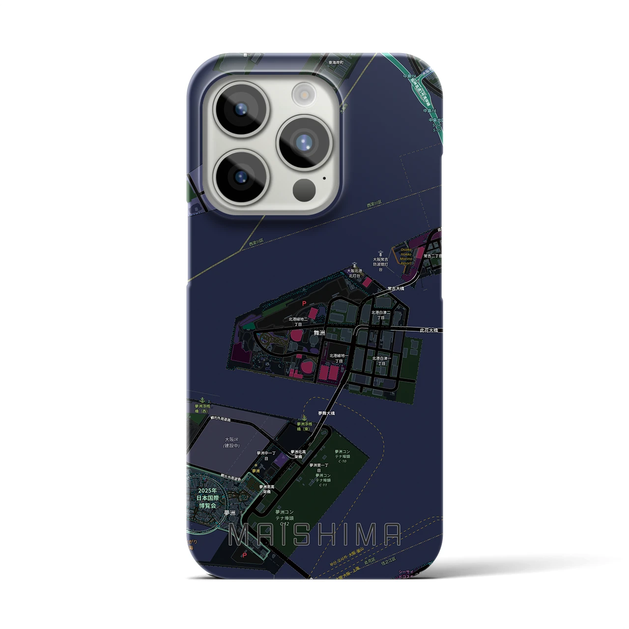 【舞洲(大阪府)】地図柄iPhoneケース(バックカバータイプ)