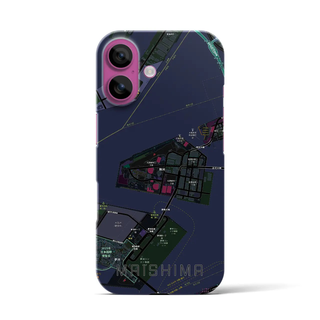 【舞洲(大阪府)】地図柄iPhoneケース(バックカバータイプ)