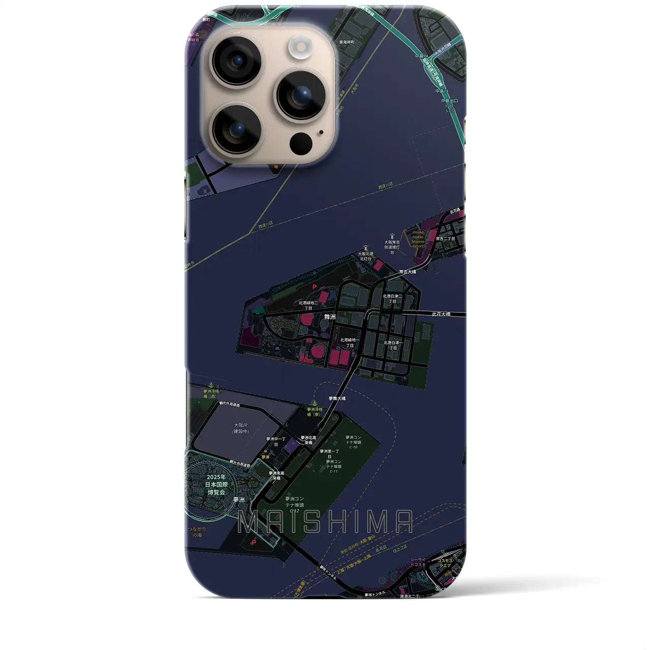 【舞洲(大阪府)】地図柄iPhoneケース(バックカバータイプ)