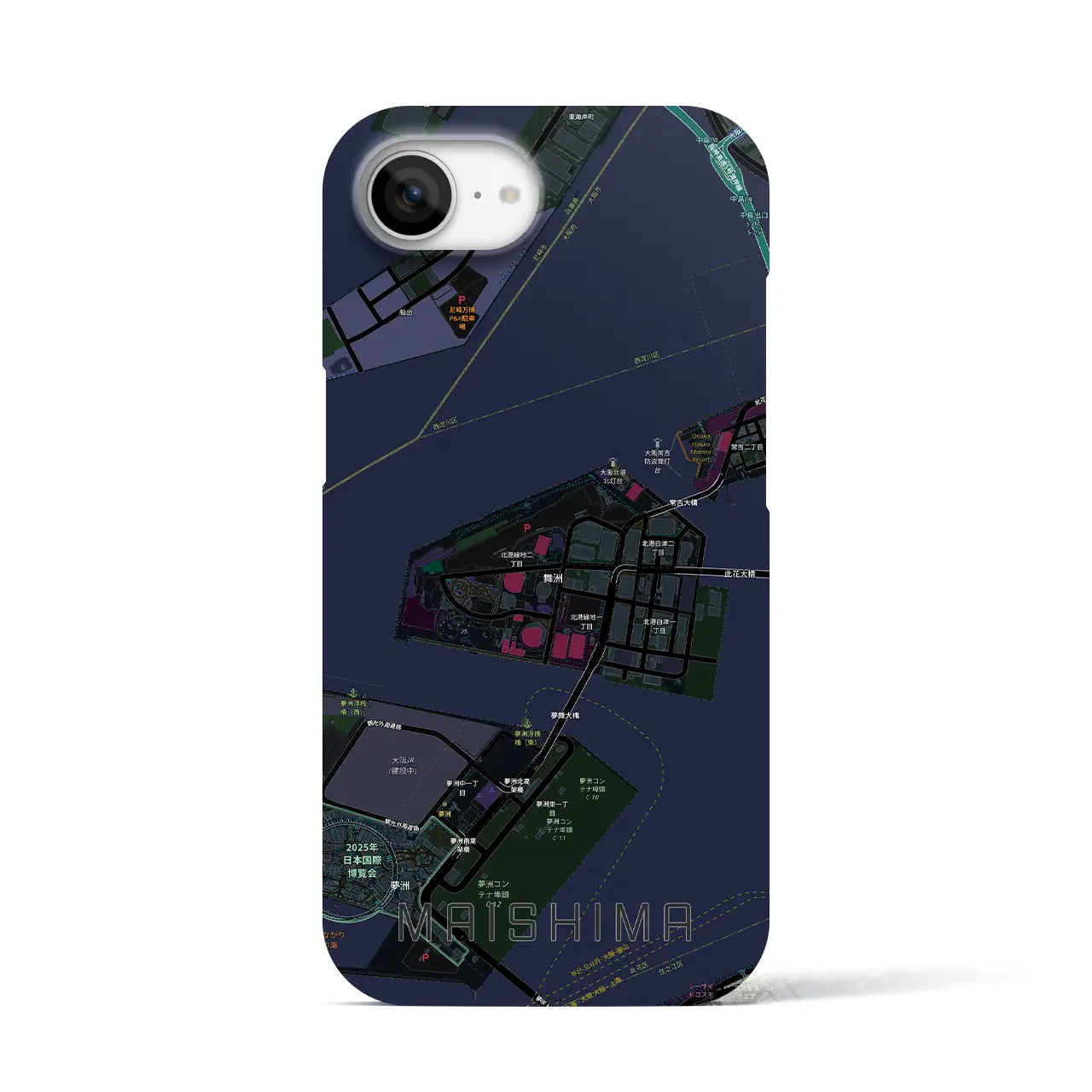 【舞洲(大阪府)】地図柄iPhoneケース(バックカバータイプ)