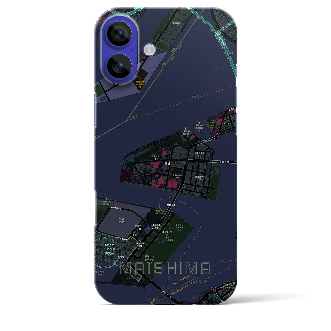 【舞洲(大阪府)】地図柄iPhoneケース(バックカバータイプ)